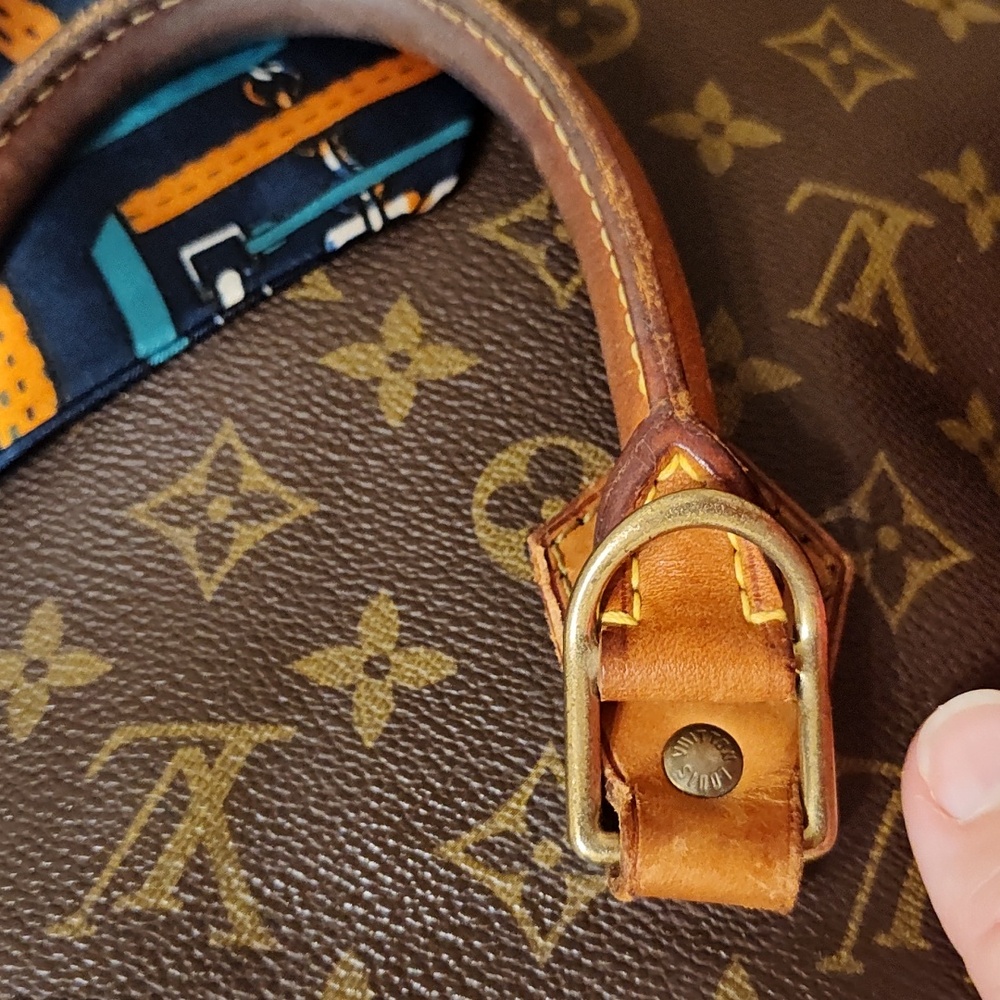 Louis Vuitton Brown Monogram Satchel with Scarf Accent - Alma Bag Used - Picture 13 of 14